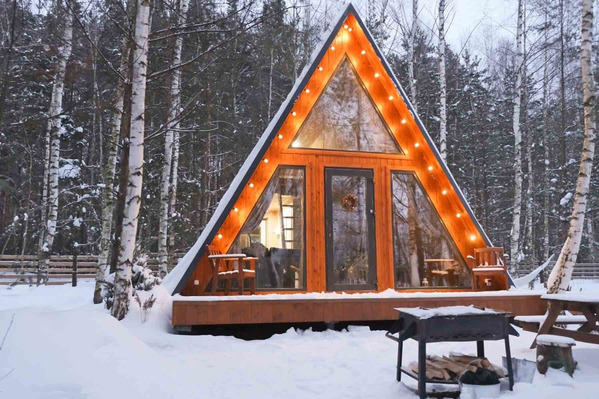 Casa A-Frame iarna