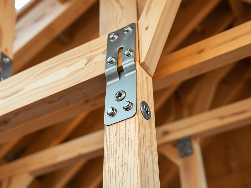 Detaliu prinderi metalice la structura de lemn